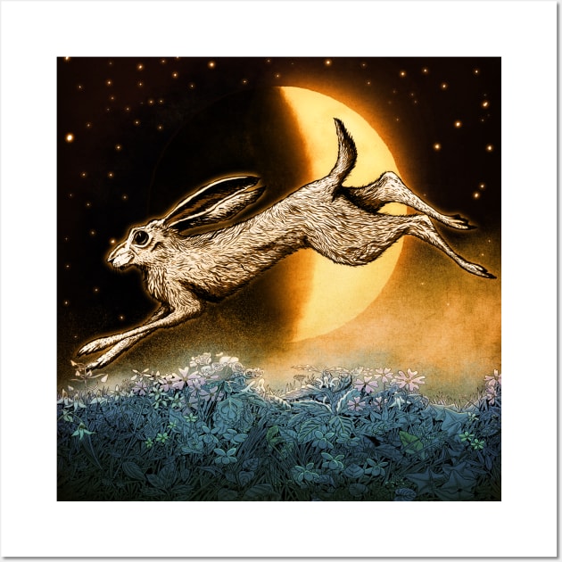 Hare and Moon Wall Art by ElderIslesPress